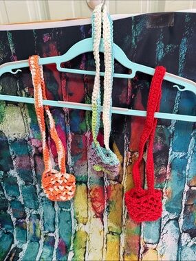 Handmade Crochet wine glass holders- Orange, Multicolor, Red
